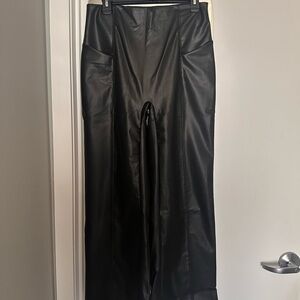 HALARA Black Faux Leather Pants